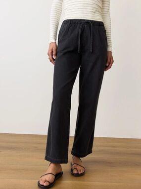 Marine Layer Denim Drawstring Midrise Straight Leg Pants Size S black